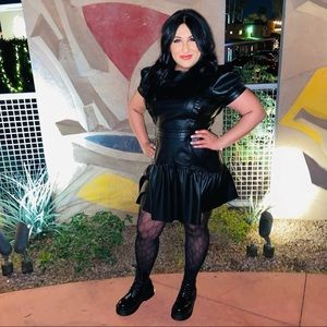 Zara Leather Mini Dress. Size L (8-10).